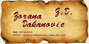 Zorana Dakanović vizit kartica